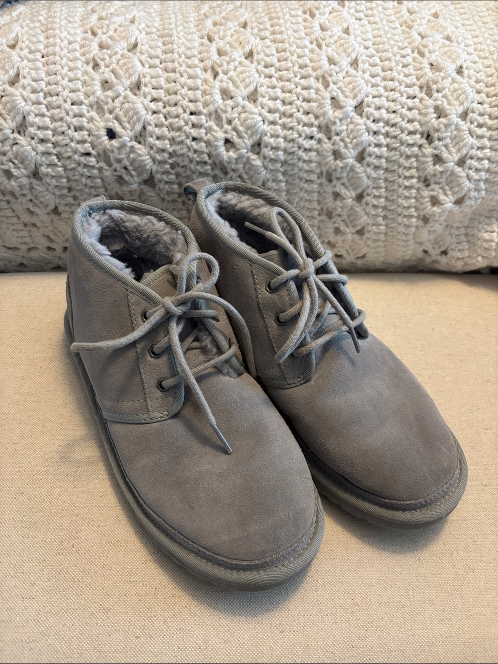 Grey Lace-Up UGG Boots